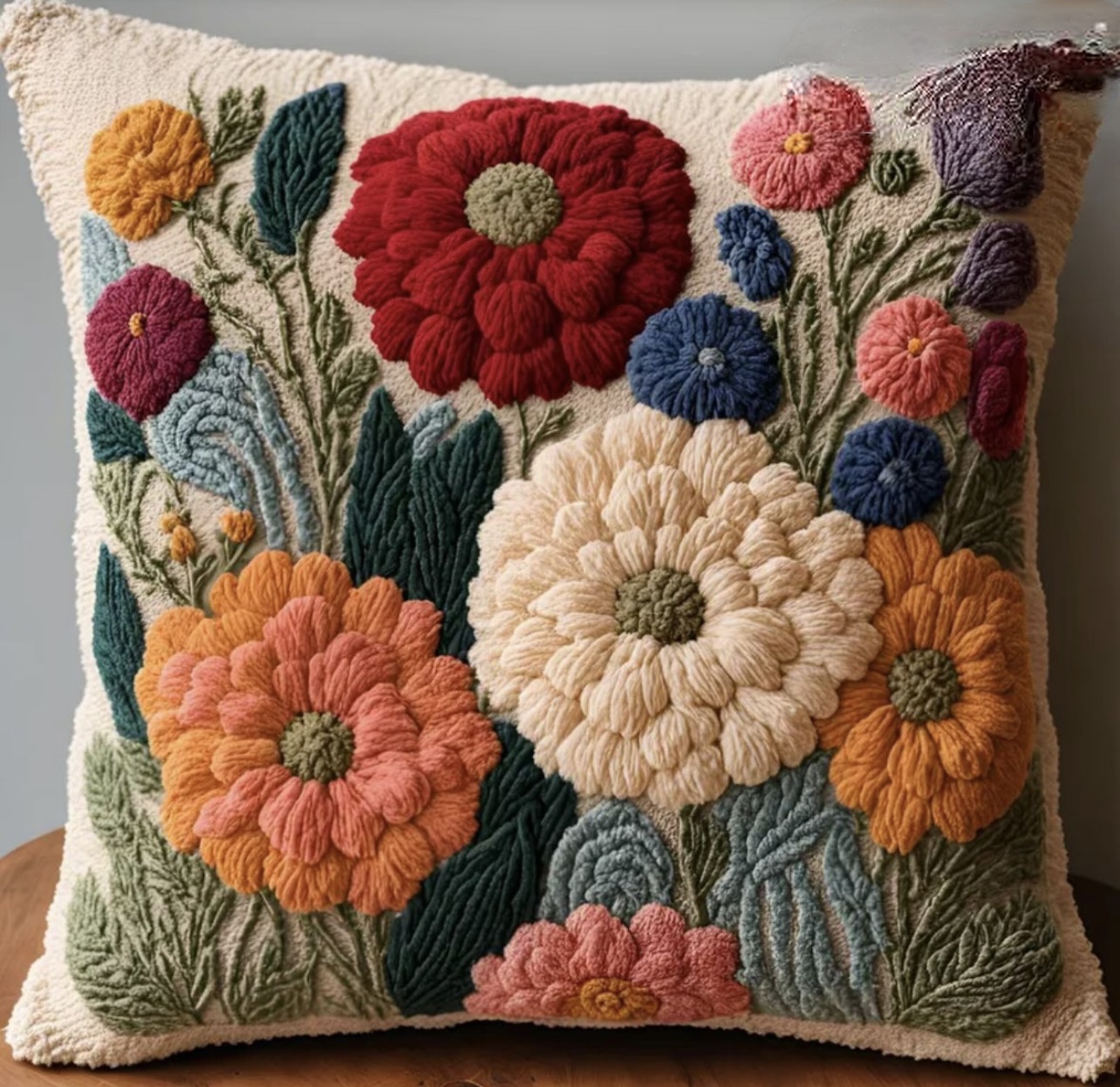 کوسن گل طرح برجسته